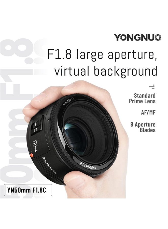 Compare YN50mm F1.8 Lens Large Aperture Auto Focus Lens Compatible with Canon EF Mount EOS Camera at KSA Price