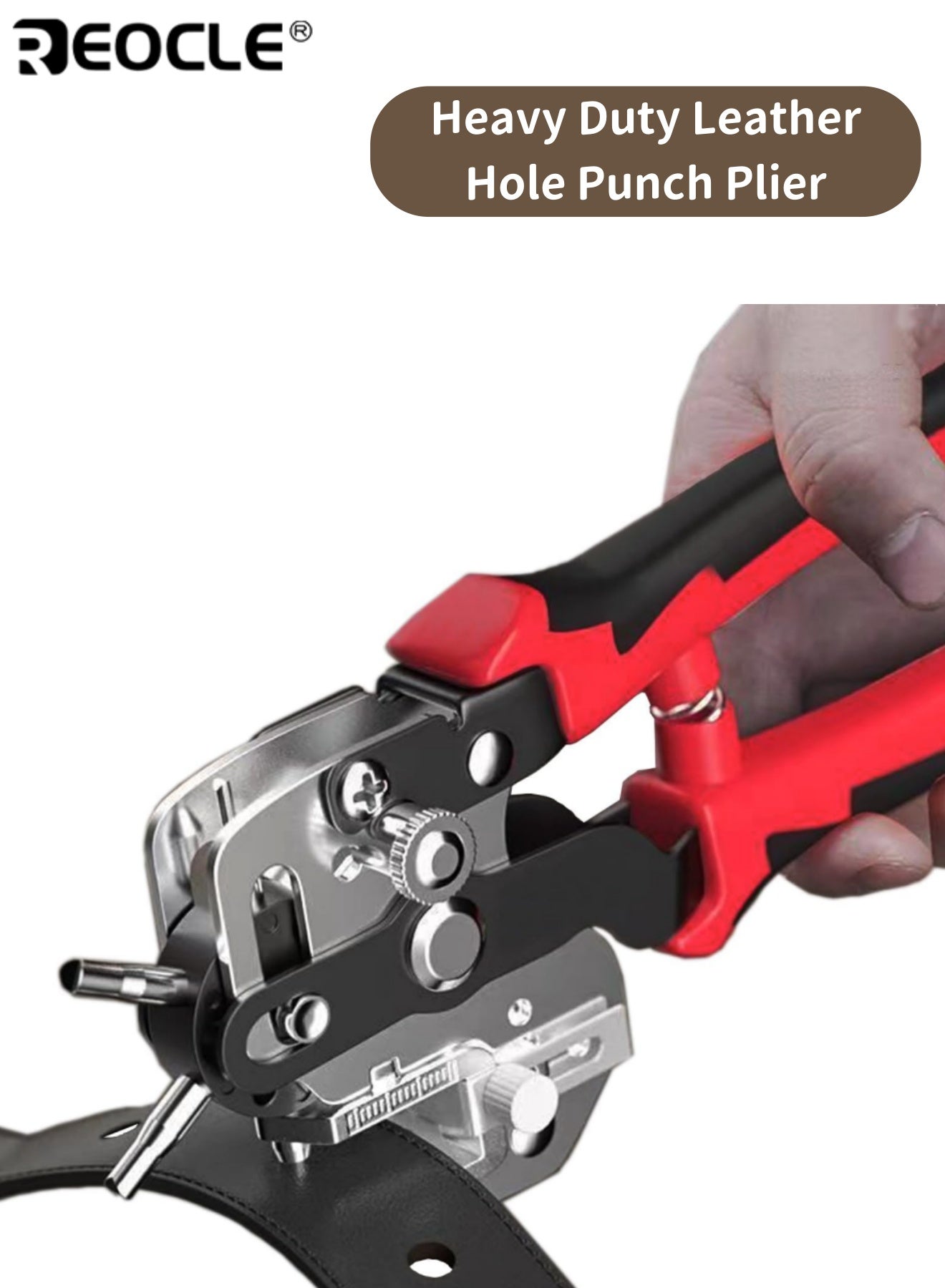 Compare Heavy Duty Leather Hole Punch Plier with 6 Solid Hole Punch Sizes Ideal for Belts Watch Bands Straps Pet Collars Saddles Shoes Fabric DIY Home and Craft Tool for Men and Women at KSA Price