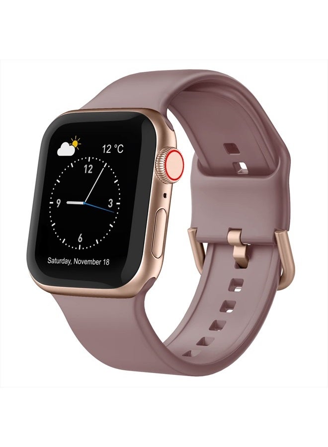 Compare Sport Band Compatible with Apple Watch Bands 41mm 40mm 38mm, Soft Silicone Wristbands Replacement Strap with Classic Clasp for iWatch Series SE 8 7 6 5 4 3 2 1 for Women Men, Smoke Violet at KSA Price