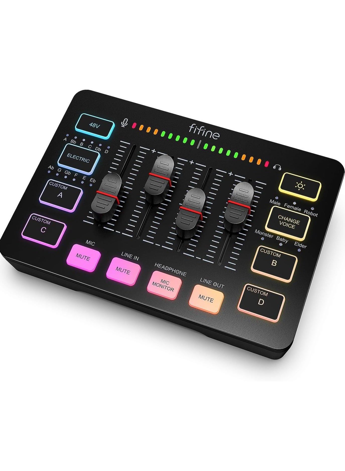 Compare FIFINE Gaming Audio Mixer, Streaming RGB PC Mixer with XLR Microphone Interface, Individual Control, Volume Fader, Mute Button, 48V Phantom Power, for PodcastRecordingVocalGame VoiceAmpliGame SC3 at KSA Price