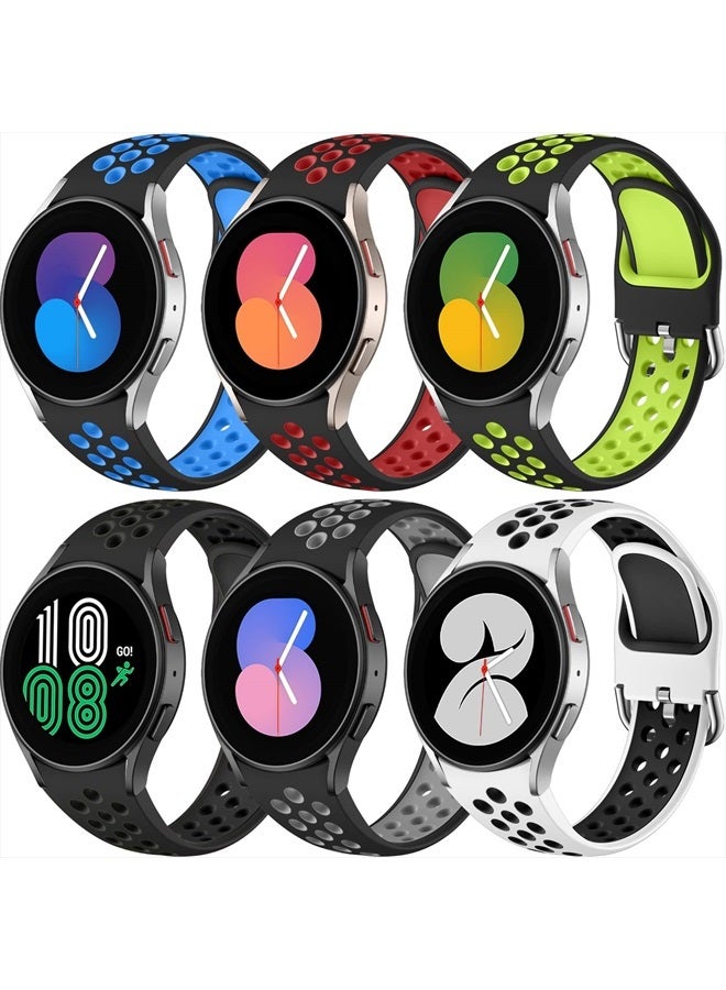 Compare 6 PACK No Gap Bands Only Compatible with Samsung Galaxy Watch 5Watch 6Galaxy Watch 4 Band 40mm 44mGalaxy Watch 5 Pro Band 45mmWatch 4 Classic Band, 20mm Soft Silicone Sport Bands for Women & Men at KSA Price