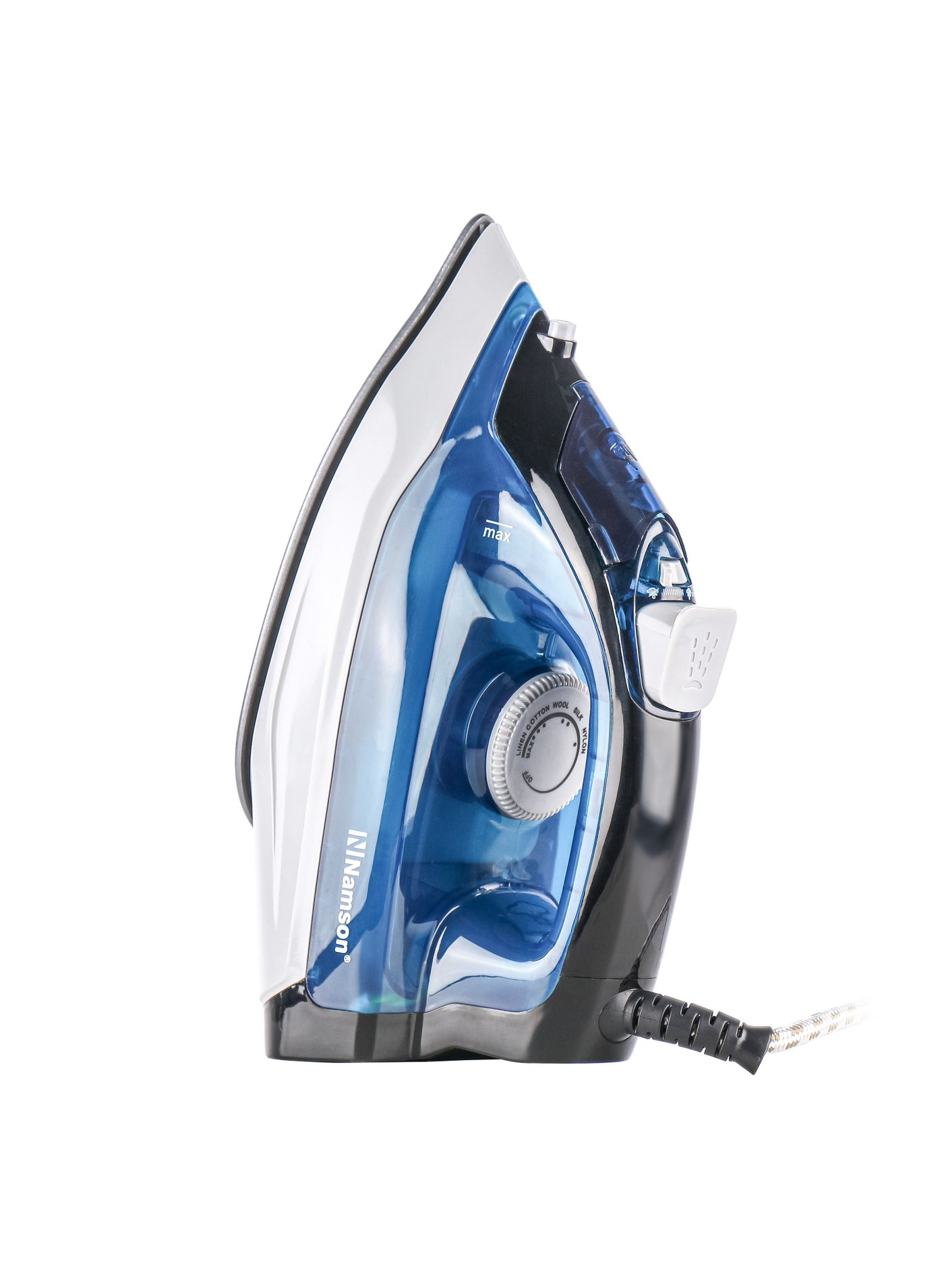 Compare Namson Steam Iron  1600W Power, Adjustable Temperature Control, Teflon Soleplate | DrySteamSpray Functions | Vertical Steam | Selfcleaning Function | 1.5m Long Cable | Water Cup Included at KSA Price