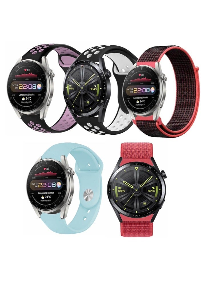Compare 5pcs Watchband Bundle Compatible with all Samsung, Huawei, Amazfit, Fitbit and Honor with 22mm band size at KSA Price