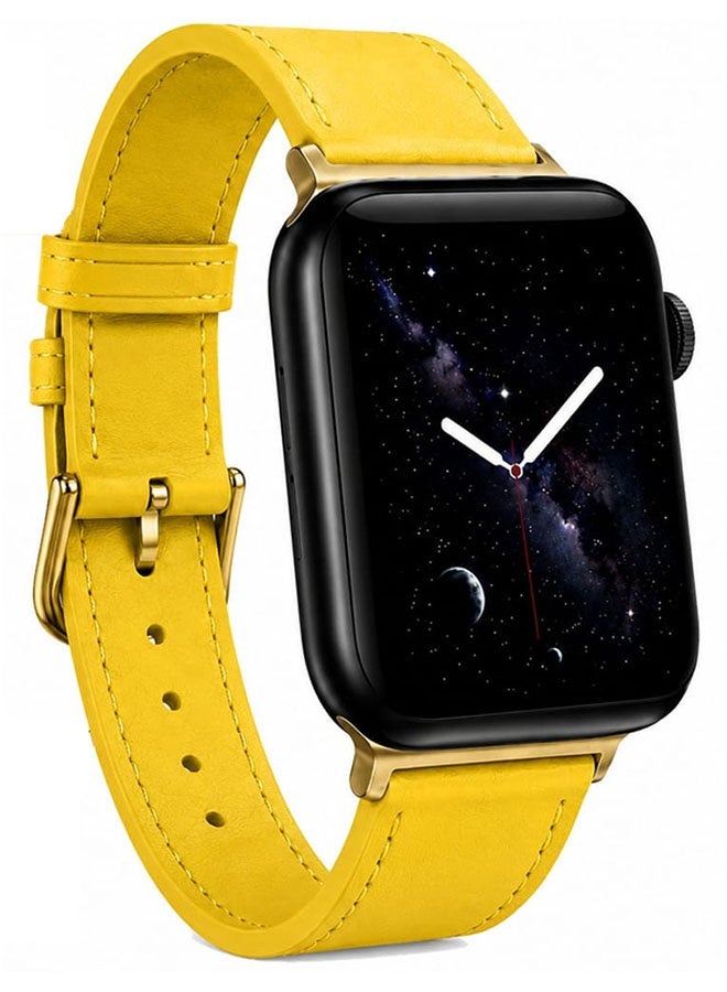 Compare Leather Band Compatible with Smart Watch 42mmSeries 1110 41mm 40mm 38mm Strap for Men Women, Vintage Leather Wristband Replacement Band for iwatch Series SE 11 10 9 8 7 6 5 4 3 2 1  Yellow at KSA Price