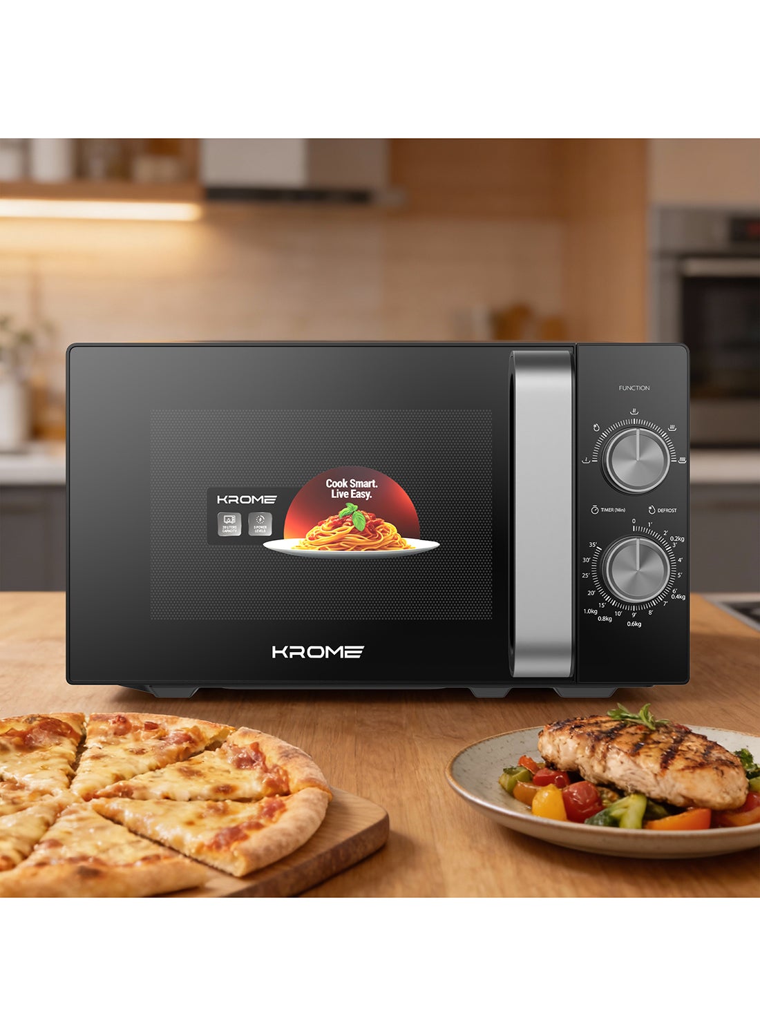 Compare Microwave Oven, 20L Capacity, 700W Output, 5 Power Levels, 35 Minute Timer, Cooking End Signal, Grey Painted Cavity  KRMW20MM Black at KSA Price