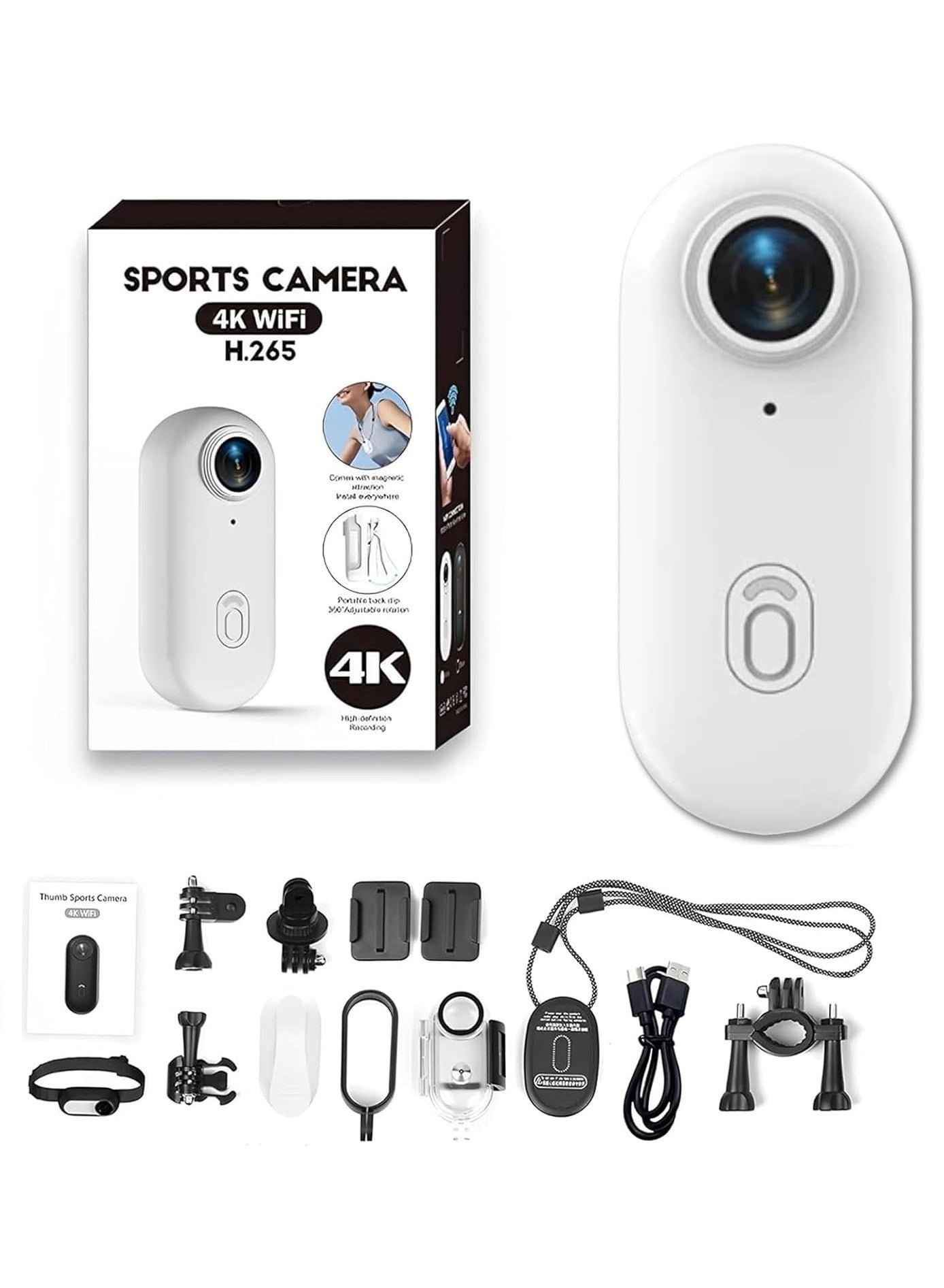 Compare 4K Mini Action Camera, Portable Waterproof Vlogging Camera with 360° Rotation Clip & Magnetic HandsFree POV at KSA Price