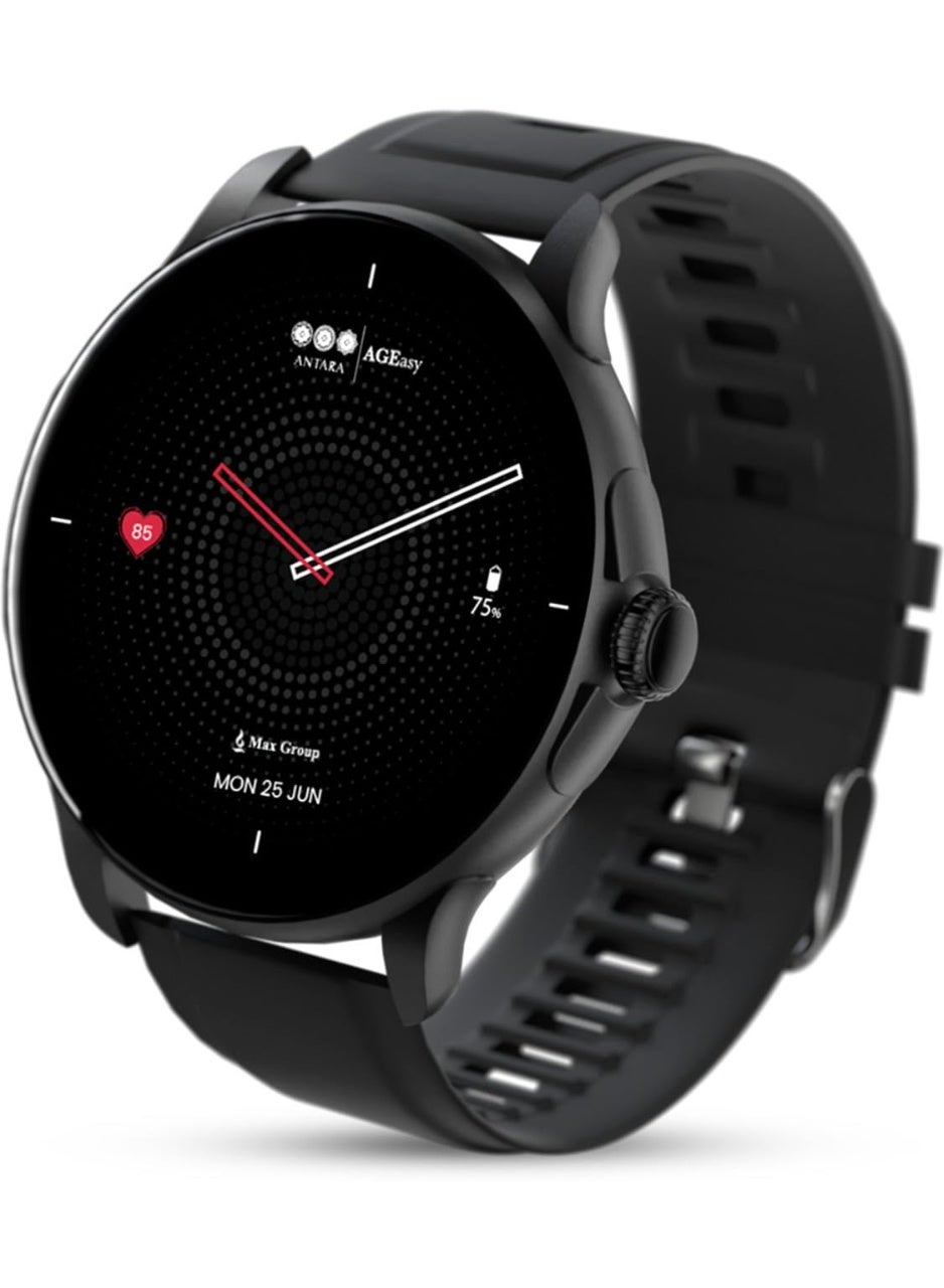 Compare AGEasy Boat Protec Neo Smartwatch with SOS Button for Live Location Sharing | 1.43” AMOLED Display, BT Calling, Health Monitoring, QR Tray, 5 Days Battery Life | Smartwatch for Men & Women Black at KSA Price