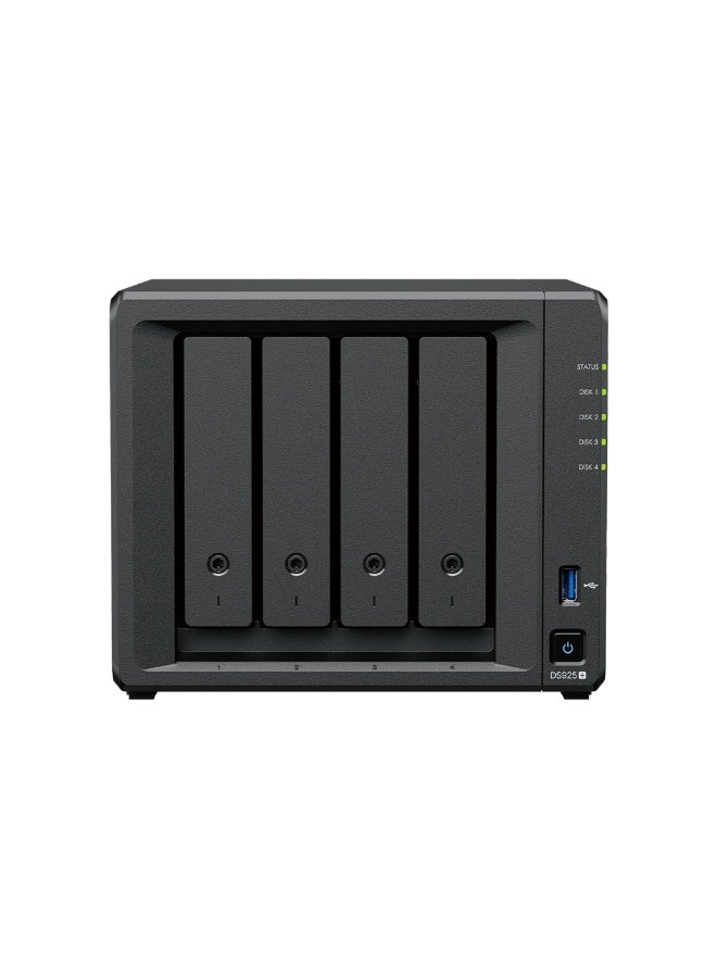 Compare DS925+ Diskless 4Bay NAS – AMD Ryzen V1500B, 4GB DDR4 ECC Up to 32GB, Dual 2.5GbE, 2x M.2 NVMe, USB 3.2, RAID 015610, BtrfsEXT4, Expandable to 180TB, DSM 7.2, Virtualization & Surveillance Ready Black at KSA Price
