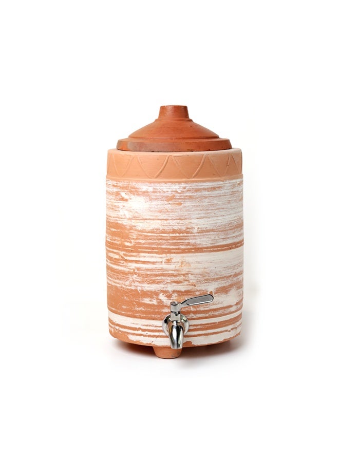 Compare ARK 5L Terracotta Water Dispenser with Stainless Steel Tap – Handmade Nerikomi Style Clay Water Pot with Lid, Countertop Water Cooler for Home & Office at KSA Price