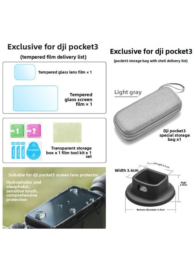 Compare For DJI Pocket 3 Yuntai Osmo Pocket 3 Eyes Accessories Desktop Foot Tempered Film AccessoriesColor:Pocket3 Large Base + Gray Storage Bag + 1 Set Of Tempered Film at KSA Price