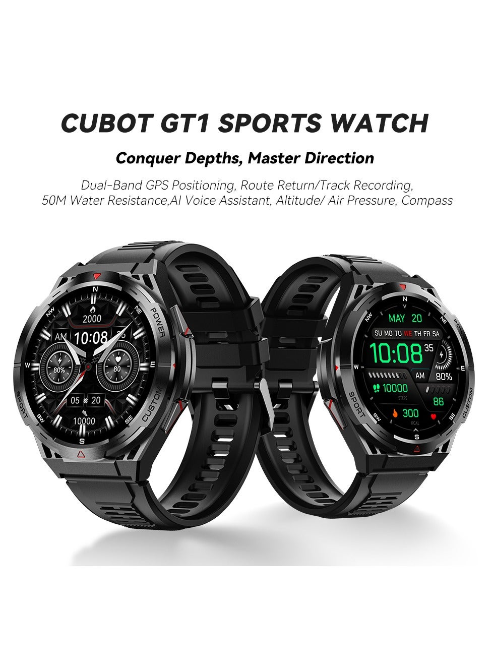 Compare Rugged Smart Watch for Men 1.43 AMOLED Screen 13.2mm thickness Round Dial 100+ Sports ModeHealth Fitness Activity Tracker Waterproof Bluetooth Calling AI Voice AndroidiOS Compatible 480mAh BatteryBlack at KSA Price