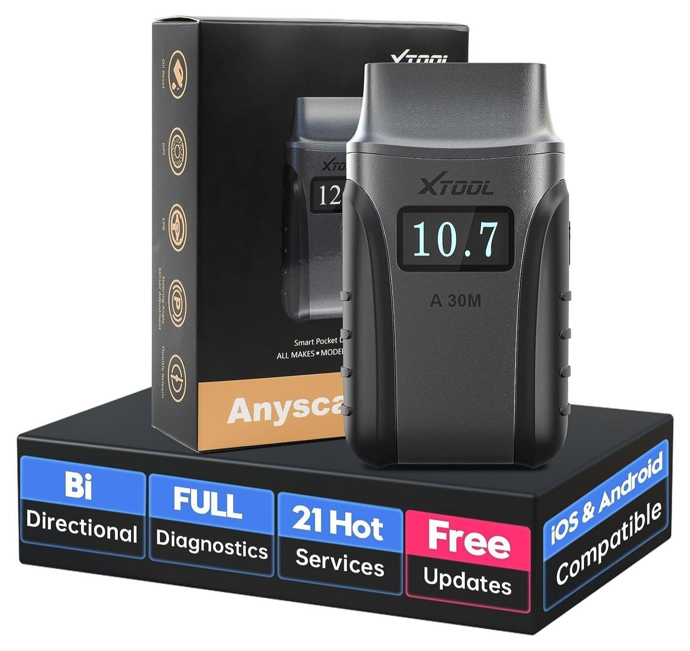 Compare A30M OBD2 Scanner BT, Wireless OBD2 Code Reader with 21 Reset, Active Test, All Systems at KSA Price