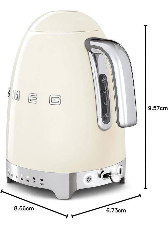 Compare Smeg KLF04CRUK, 50s Retro Style Kettle, 7 Temperature Settings, 1.7 L Capacity with Water Level Indicator, 360 Swivel Base, AntiSlip Feet, Soft Opening Lid, Stainless Steel, Cream 1.7 L 2400 W KLF04CRUKAU  KLF04CRUK Multicolor at KSA Price