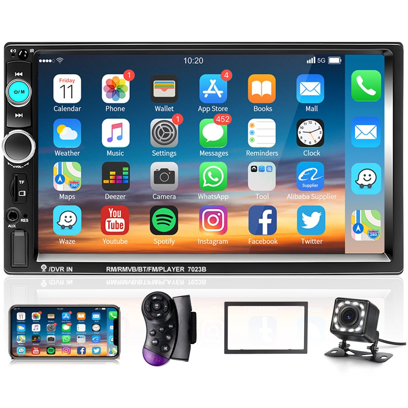 Compare Podofo Car Stereo Double Din Car Radio 7 Inch MP5 Player with HD Touch Screen Digital Display Bluetooth Multimedia Support PhoneLink USB SD Auxin 2 Din Autoradio with Backup Camera at KSA Price