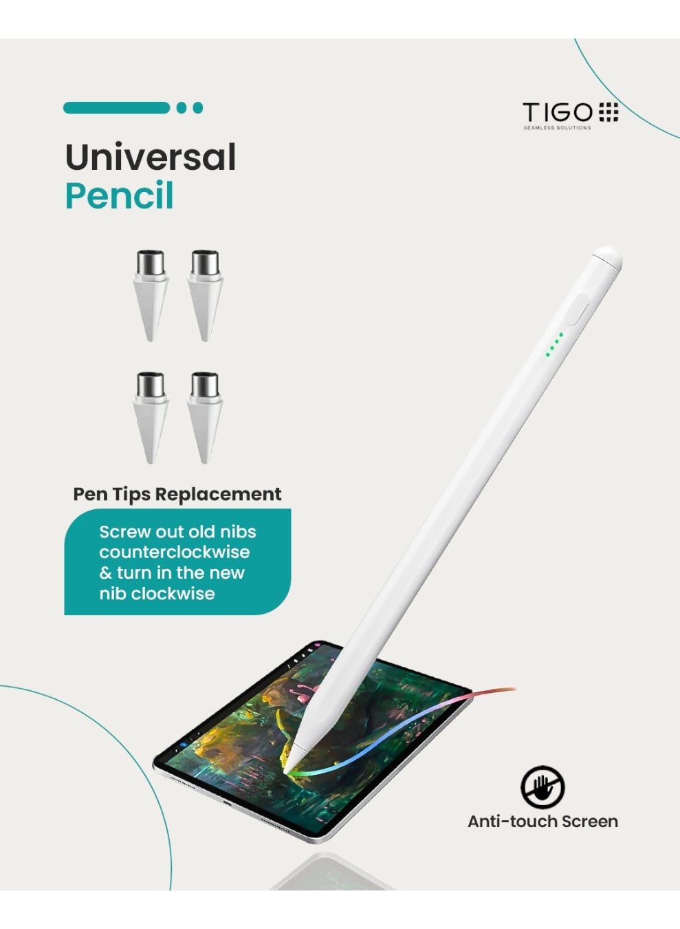Compare Universal Stylus Pen Wireless Active Touchscreen Pen for iOS & Android, Compatible with iPhone, iPad, Samsung & Tablets Fast Charging, Ergonomic Design, Adjustable Tilt & Indicator Lights at KSA Price