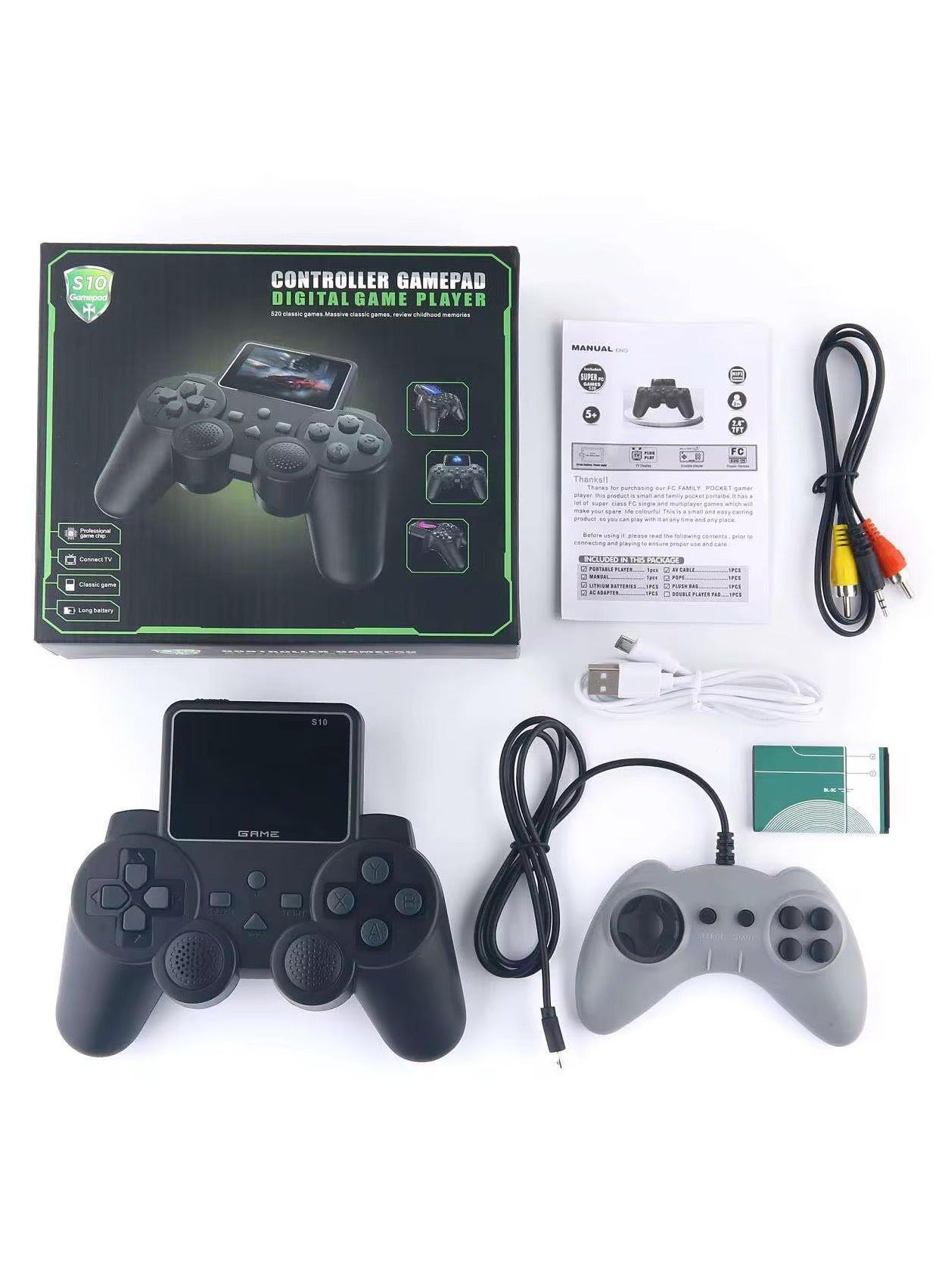 Compare Gamepad Handheld S10 Controller Digital Game Player Joystick Controller with 3.0 Inch Screen Professional Game Chip at KSA Price