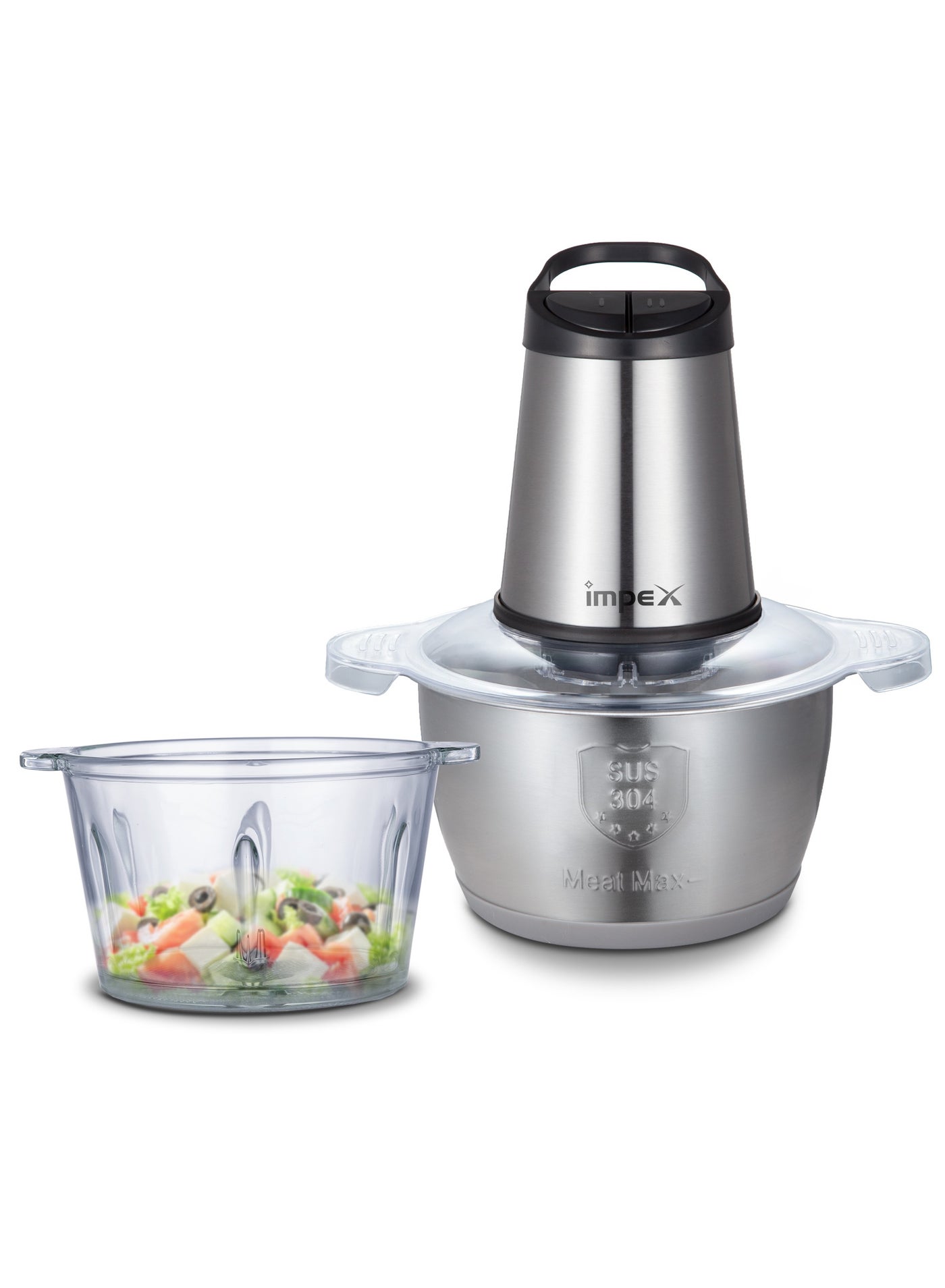 Compare Food Chopper 2in1 Combo  | Powerful Motor | Dual 2L Glass & Stainless Steel Bowls | Double Layer 4 Stainless Steel Blades | 2 Speeds Control | Motor Overheat Protection | AntiSlip Ring 2 L 350 W FC 3222 M at KSA Price