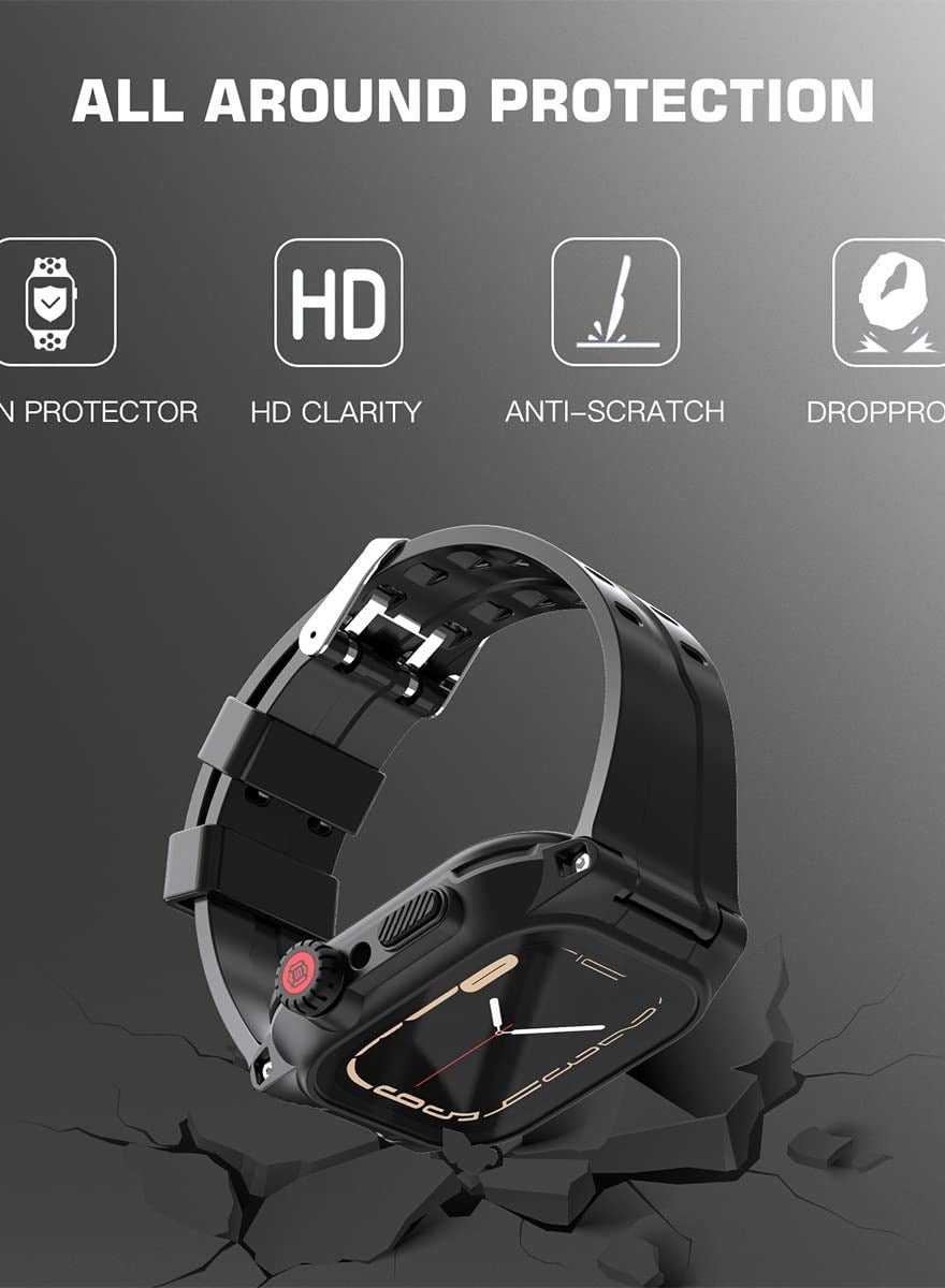 Compare 360° FullBody Waterproof Case for Apple Watch Series 7 45mm  Shockproof, Dustproof, and Includes Screen Protector  Black Protective Cover for Apple Watch 45mm Series 7. at KSA Price