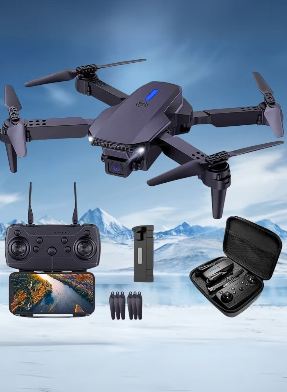 Compare Mini Drone with Camera 1080p HD Foldable Drone for Kids Adults with Carrying Case Battery 90° Adjustable Lens Altitude Hold One Key Takeoff 360° Flip Toy Gift at KSA Price