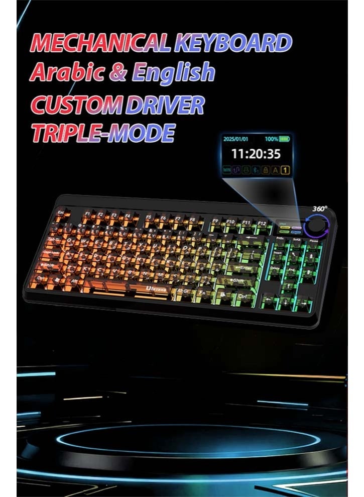 Compare Mechanical Gaming Keyboard, 87 Keys Hot Swappable Keyboard With English Arabic, 4000 mAh Battery, Custom Driver, DIY High Definition Display, Wireless Triple Mode, RGB Backlit, Metal Knob, Rapid Trigger Mini Keyboard for PC Gamin at KSA Price