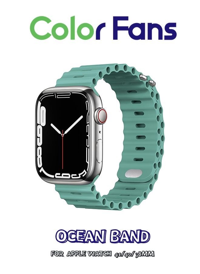 Compare Apple Watch Ocean Band 41mm 40mm 38mm for Men Women, Soft Silicone Sport Band Replacement Strap for Apple Watch Ultra iWatch Series 8 7 SE 6 5 4 3 2 1 Cactus at KSA Price