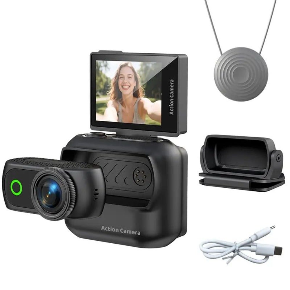 1080P HD Action Camera 360° Wide-Angle Lens, Magnetic…