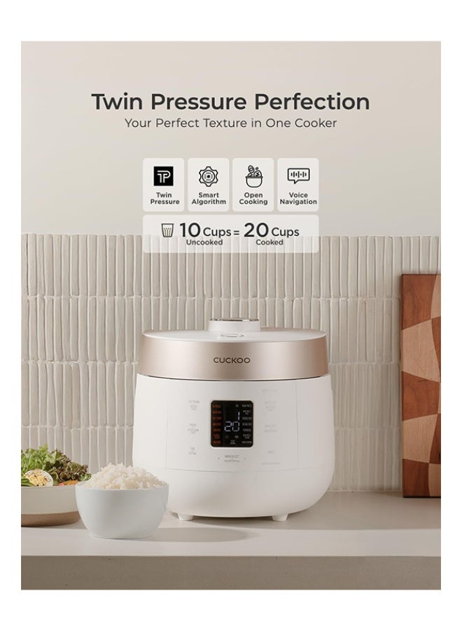Compare CUCKOO Twin Pressure Rice Cooker, 10Cup Uncooked  20Cup Cooked, Smart MICOM, Nonstick Inner Pot, Auto Clean Function, 1.8L, White at KSA Price