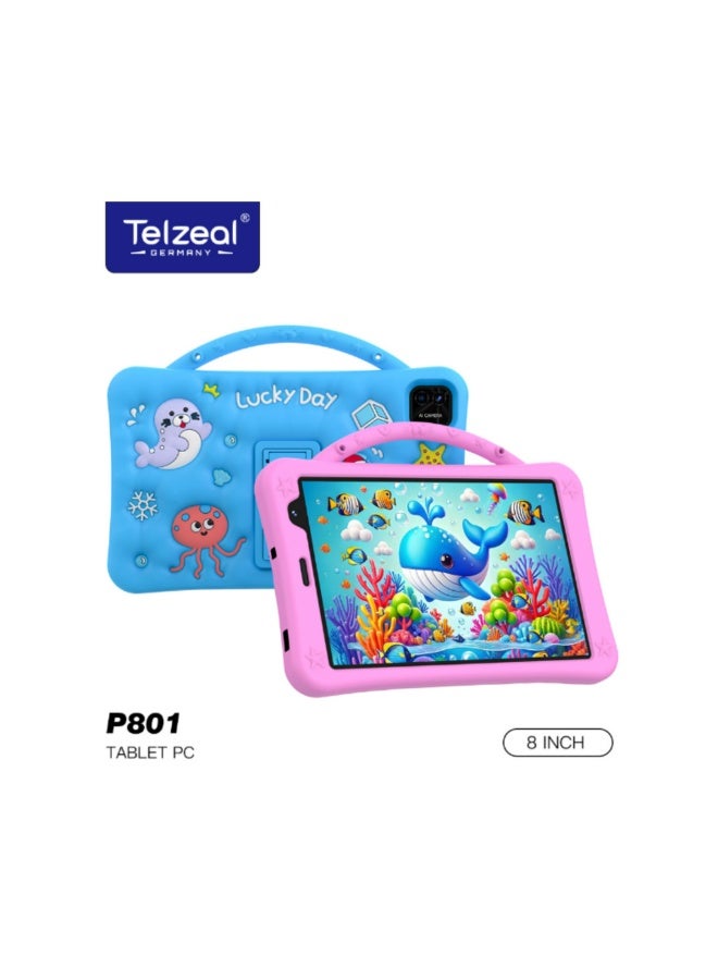 Compare P801 Kids Tablet 8Inch Android 13 with 8GB RAM 512GB Storage, Dual SIM, Dual Camera, 5000mAh Battery | Educational Tablet for Kids with Stylus & Protective Case – Blue at KSA Price