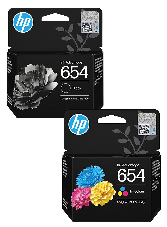 654 Black and Color ink cartridge set…