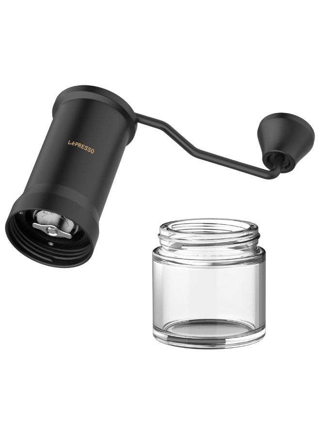 Compare High Precision Conical Burr Grinder Glass Container, Handheld Grinder  Black at KSA Price