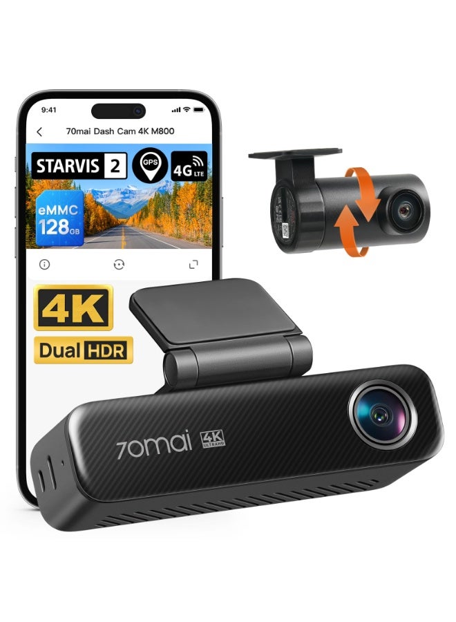 Dash Cam 4K M800 HDR Set 128GB, Front…