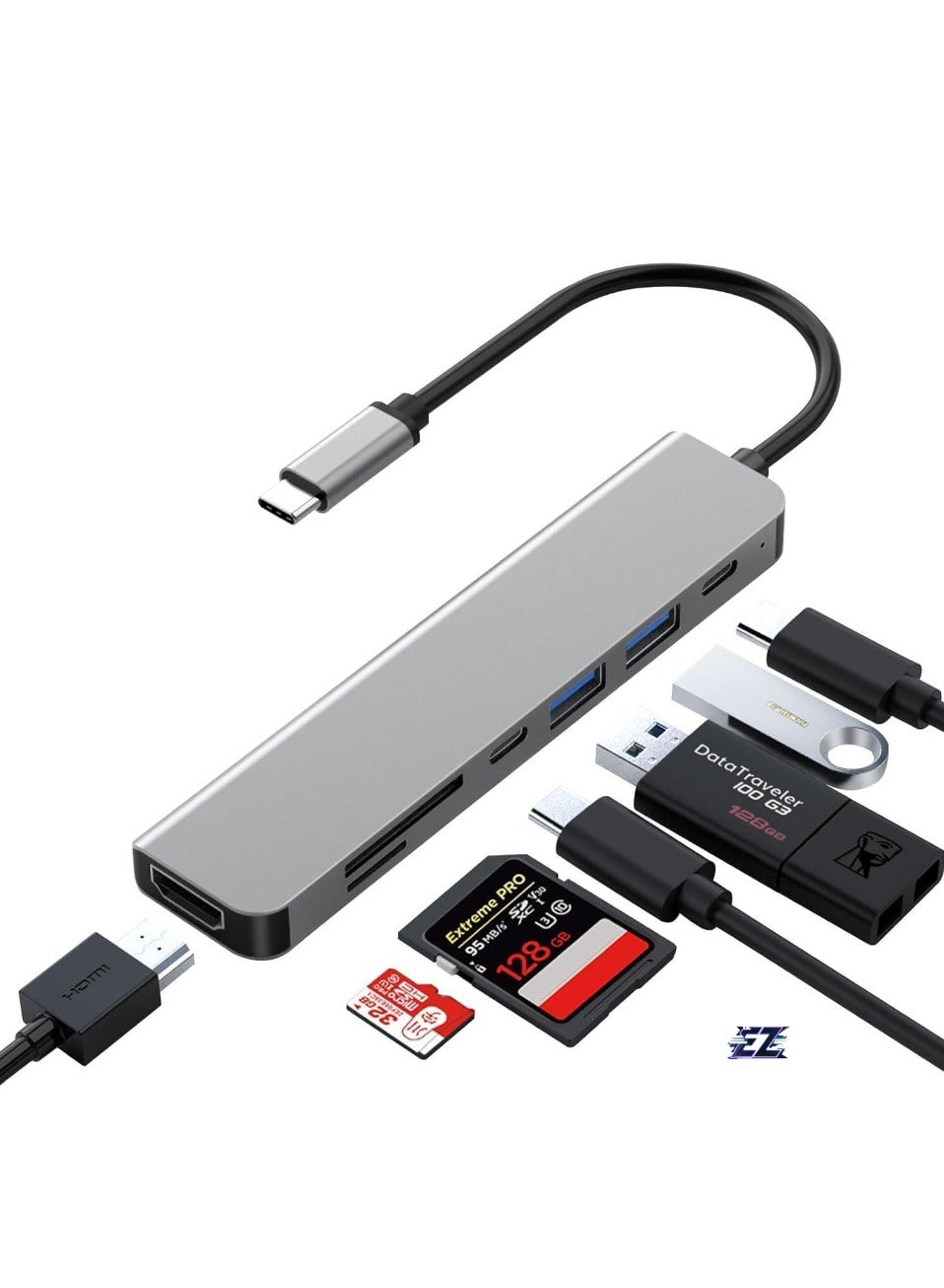 7-in-1 USB C Hub Docking Station with 4K HDMI, 100W…