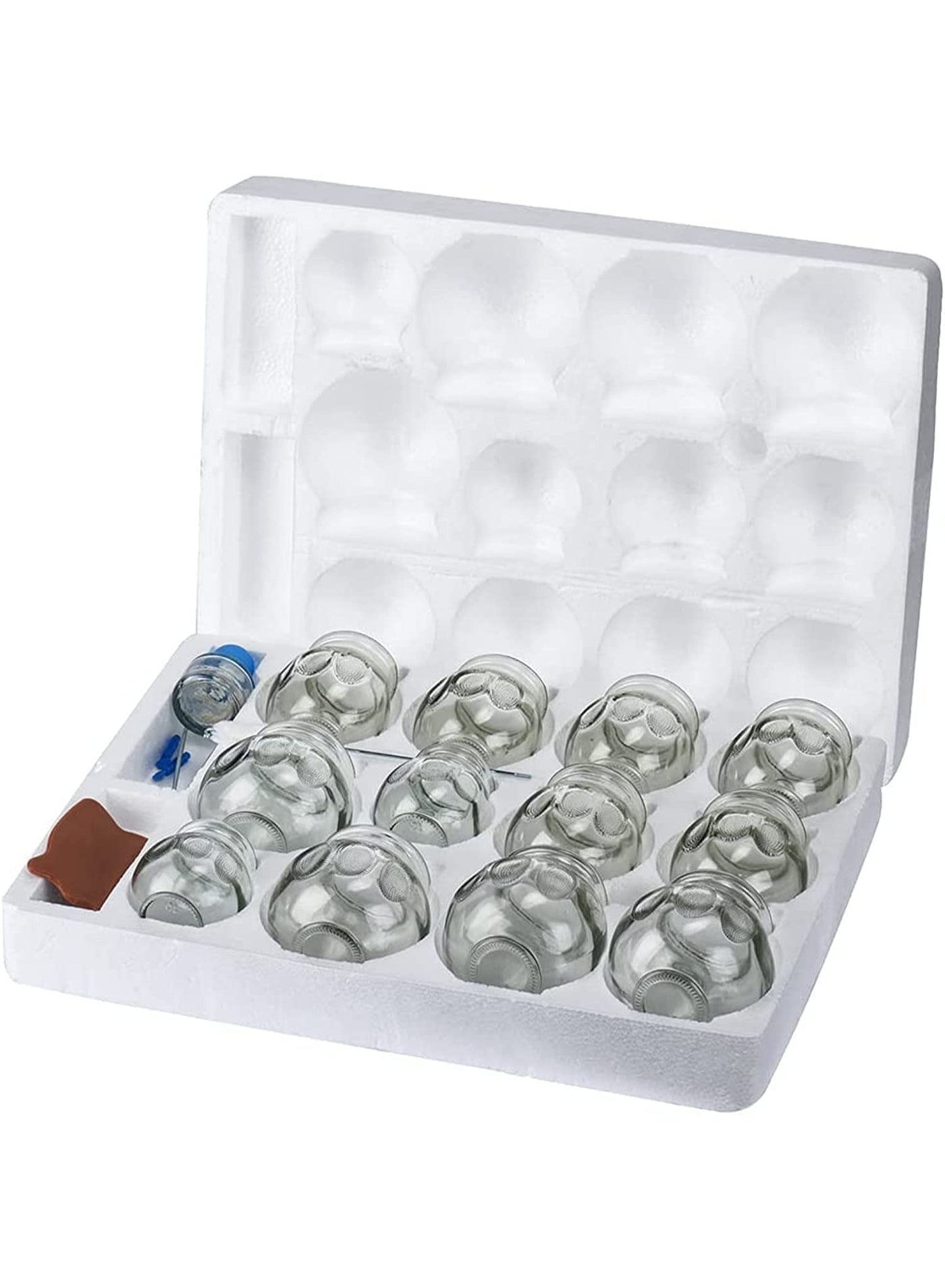 Compare Glass Cupping Massage Set Cups Therapy: 12 Pcs Glass Fire Cup Vacuum Suction Kit Anti Cellulite for Body Back Large Jars Chinese Muscle Tool Dry Wet Hot Home at KSA Price