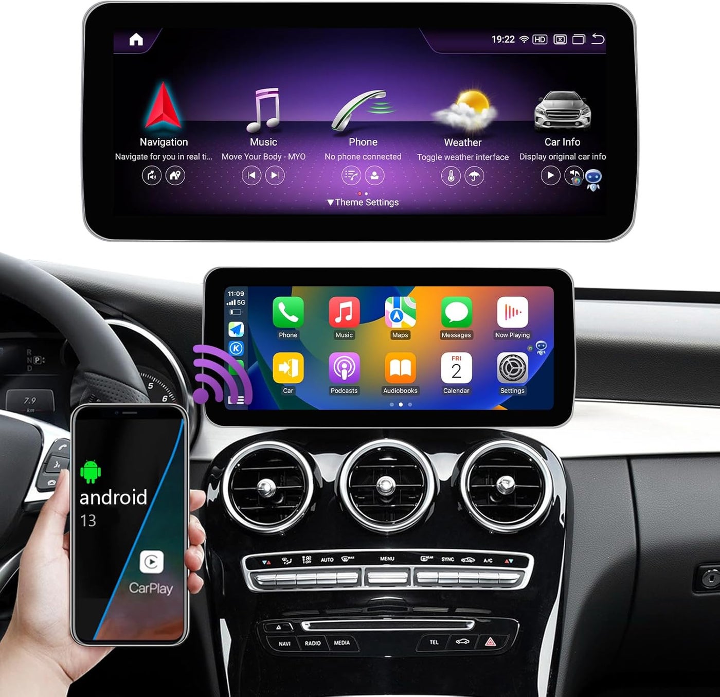 Compare NINETOM Android 13 Car Radio  12.3 Touchscreen for Mercedes Benz NTG5.0 C GLC Class W205 20152018 with Wireless CarplayAndroid Auto at KSA Price