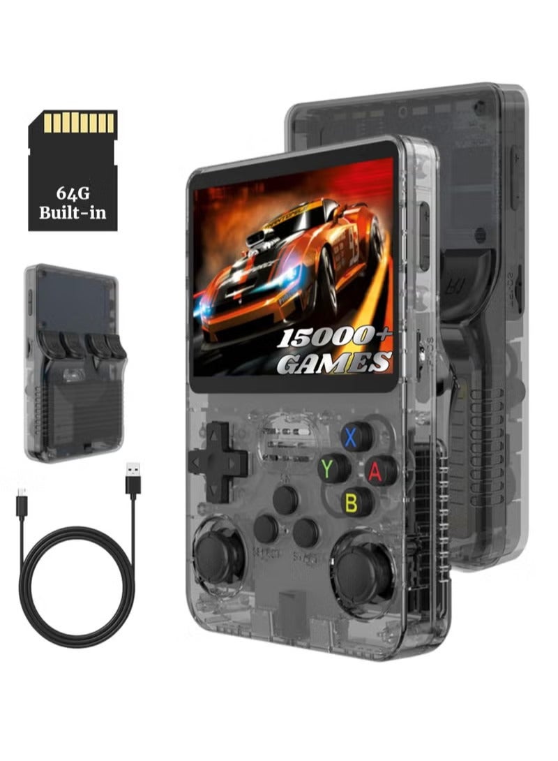 Compare R36S Retro Handheld Gaming Console 64GB – 30,000+ Preloaded Games, 3.5inch IPS HD Screen, Linux Dual System, 3500mAh Battery, Portable Retro Game Console for Kids & Adults at KSA Price