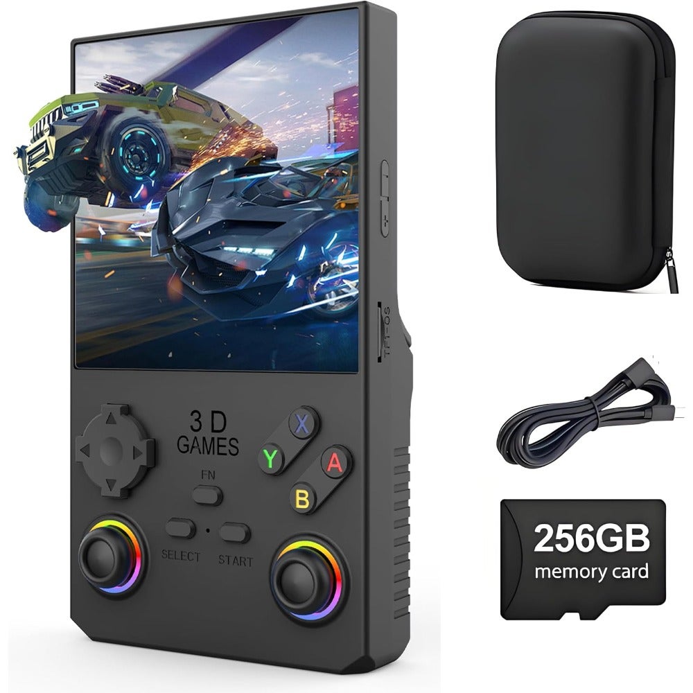 Compare Gaming Retro Handheld Game Console 4 Inch 60Hz Square Display Linux System QuadCore CPU Dual 3D Joystick 10 Hour Playtime With 256GB TF Card TypeC Cable Case  Black at KSA Price