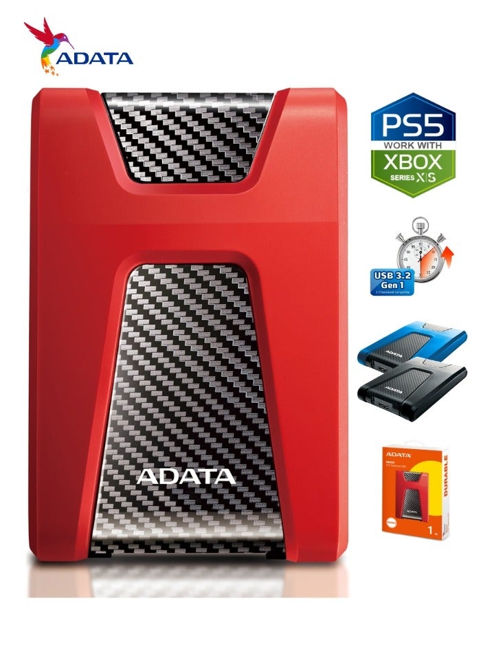 Compare HD650 DURABLE 1TB External HDD | AntiShock Hard Drive | Compatible with PS5 XBOX | Red at KSA Price