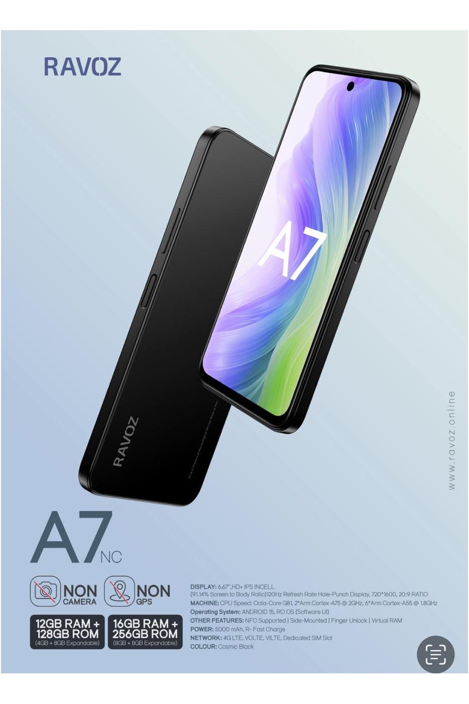 RAVOZ A7 Without Camera and GPS 8GB RAM…