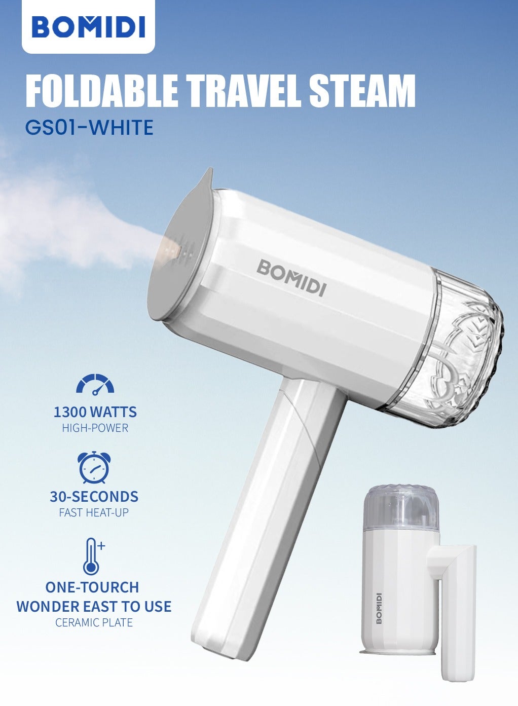 Compare Handheld Steaming Iron – 1200W Powerful Steam, 140?ml Detachable Water Tank, Vertical & Horizontal Steaming, Compact & Portable – White at KSA Price