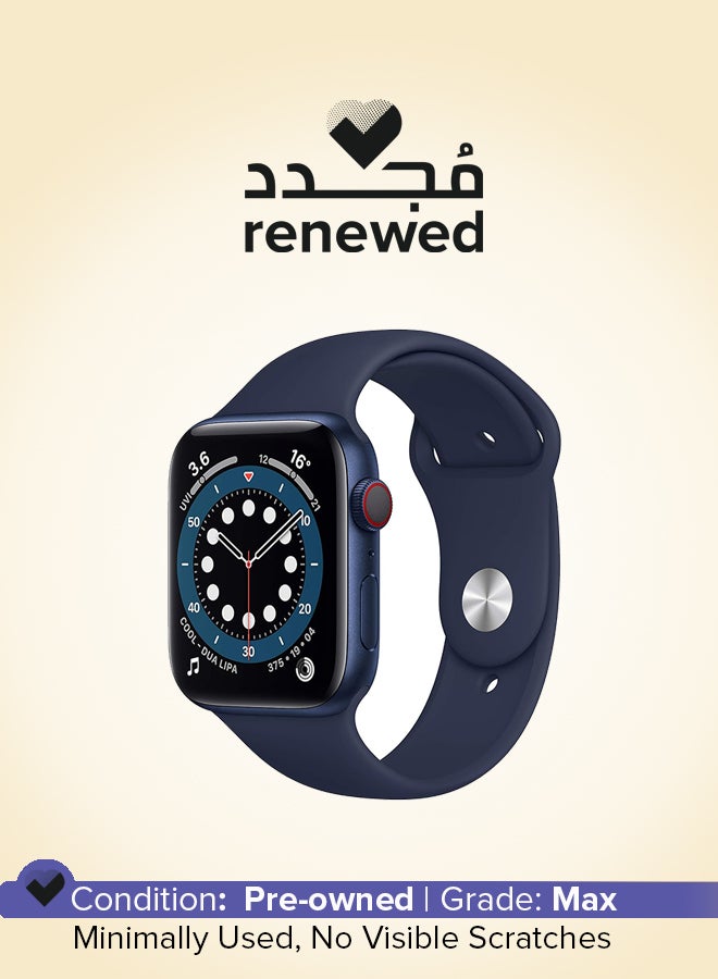 Compare Renewed  Watch Series 6 GPS + Cellular 44mm Blue Aluminium Case With Sport Band Black Blue at KSA Price