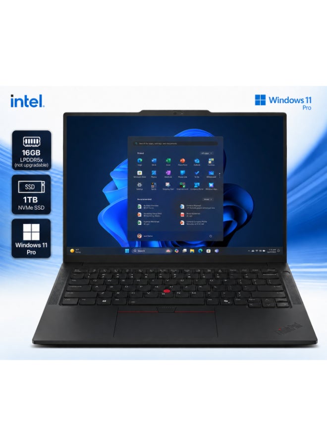 Compare ThinkPad E14 Gen 7 Laptop, 14 WUXGA IPS 60Hz Display, Intel Core Ultra 7 256V, 16GB RAM, 1TB SSD, Intel Arc Graphics 140V, Windows 11 – 21U20063GQ English black at KSA Price