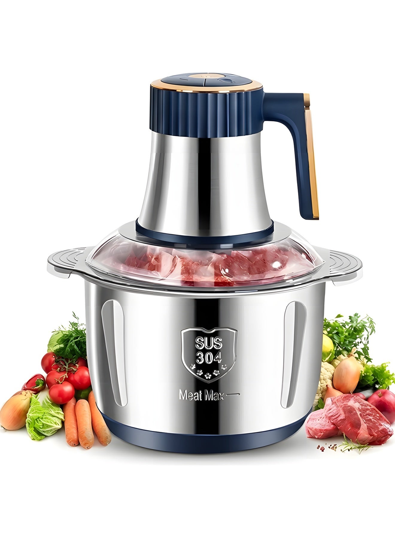 Compare 5L Electric Food Chopper,500W Stainless Steel Meat Grinder Electric,5Speed Mode,MultiFunction Food Processor for Dough Stirring,Onion,Meat,Fruits, Garlic,Vegetables,Baby Food at KSA Price