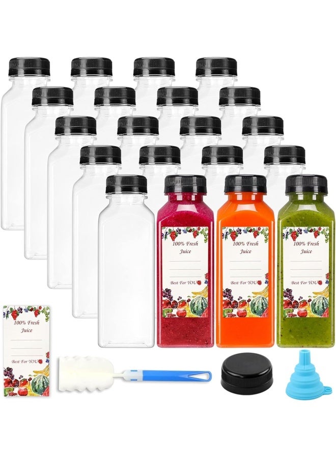 Compare 20 Pieces Empty Plastic Juice Bottles With Caps,12Oz350Ml Reusable JuiceMilkWater Bottles For Kids, Clear Bulk Beverage Containers With Lids, Label, Funnel And Brush For Juicing, Milk, Smoothie at KSA Price