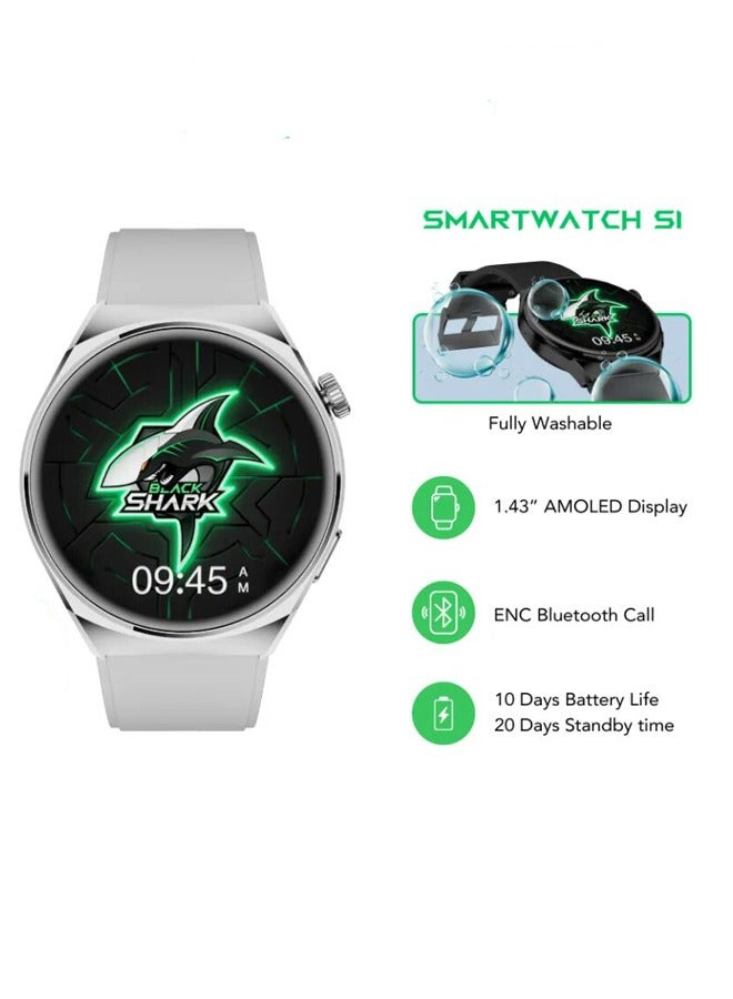 Compare Smart Watch S1 With 1.43 inch Display,10Day Battery Life, Fitness Tracker, Heart Rate, Sleep and Oxygen Monitoring & 100+ Sports  Silver at KSA Price