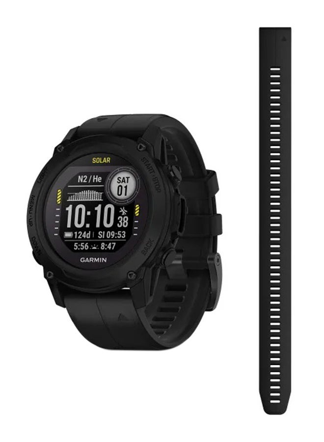 Compare Descent G1 Solar  45.5MM  Up To 21 Days 4 Months With Solar Charging  Monochrome, Sunlight Visible, Scratch Resistant, Power Sapphire™, Heart Rate Monitor, All Day Stress Monitor, Advanced GPS Features, Advanced Dive Features, Solar Charging, iOS and Android Compatible Black at KSA Price