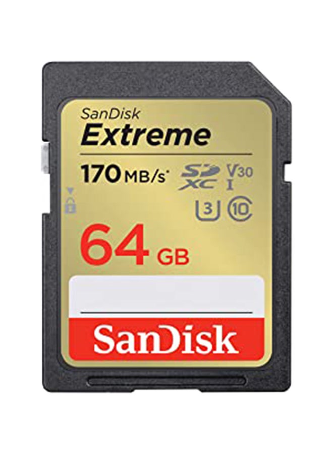 Compare 64 GB Extreme SDXC  UHSI Card Speed up to 170MBs, shoot 4K UHD video2,  SDSDXV2064GGNCIN 64 GB at KSA Price