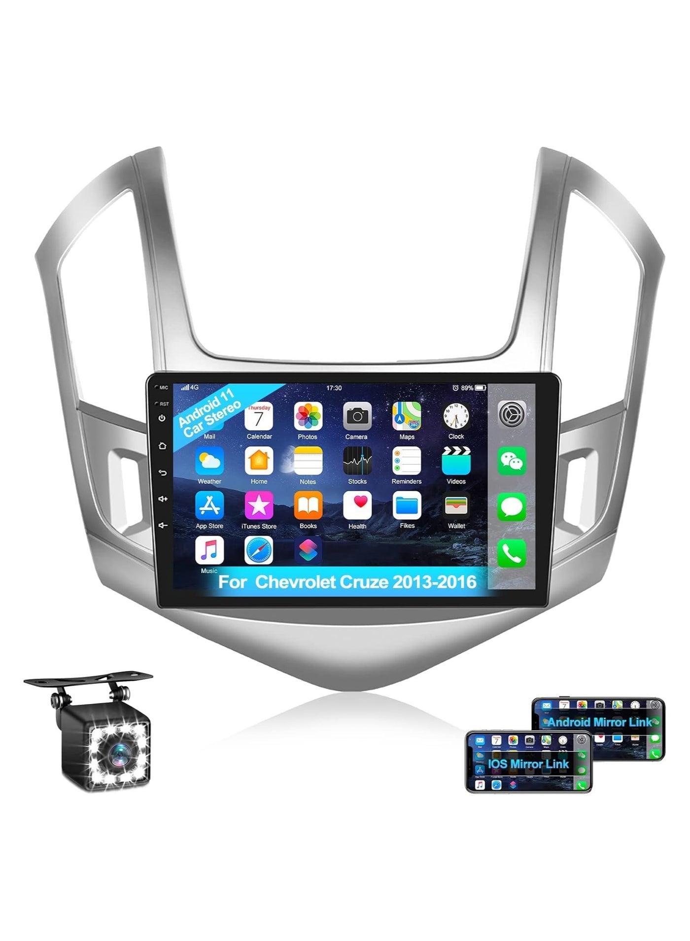 Compare Android Screen For Chevrolet Cruze 2012 2013 2014 2015 4GB RAM 64GB Memory Support Apple Carplay Android Auto Full HD Touch Screen 9 Inch built In Bluetooth USB Radio WiFi Play Store Backup Camera inc at KSA Price