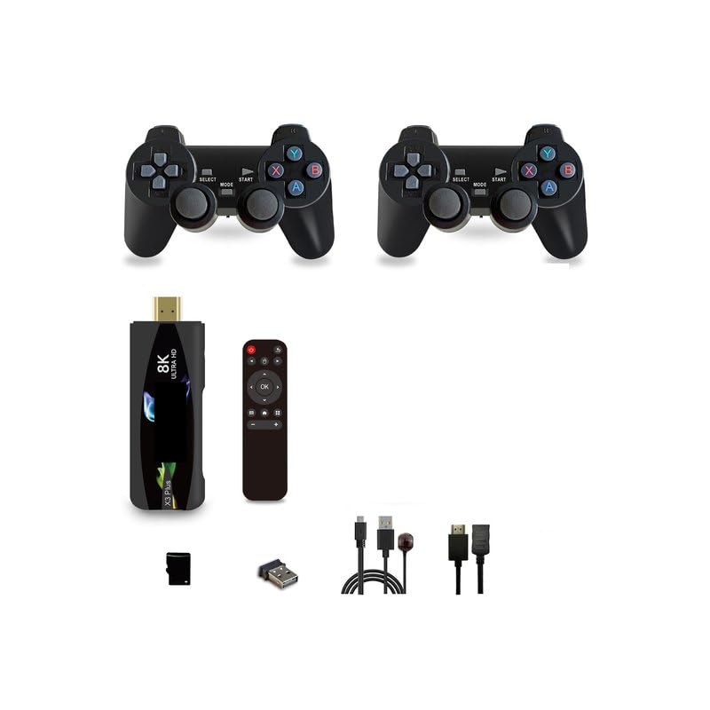 Compare 8K Ultra HD Gaming Console TV Stick with 2 Wireless Controllers, Remote Control, HDMI Connection at KSA Price