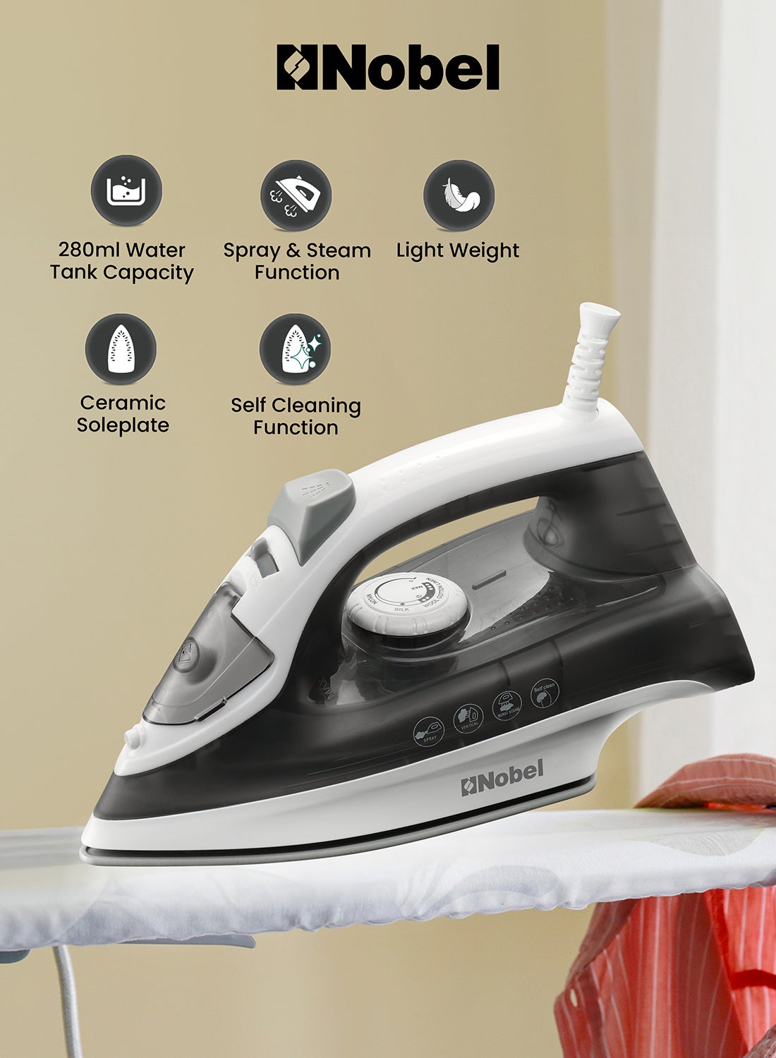 Powerful Steam Iron With 280ML Water Tank, Ceramic…
