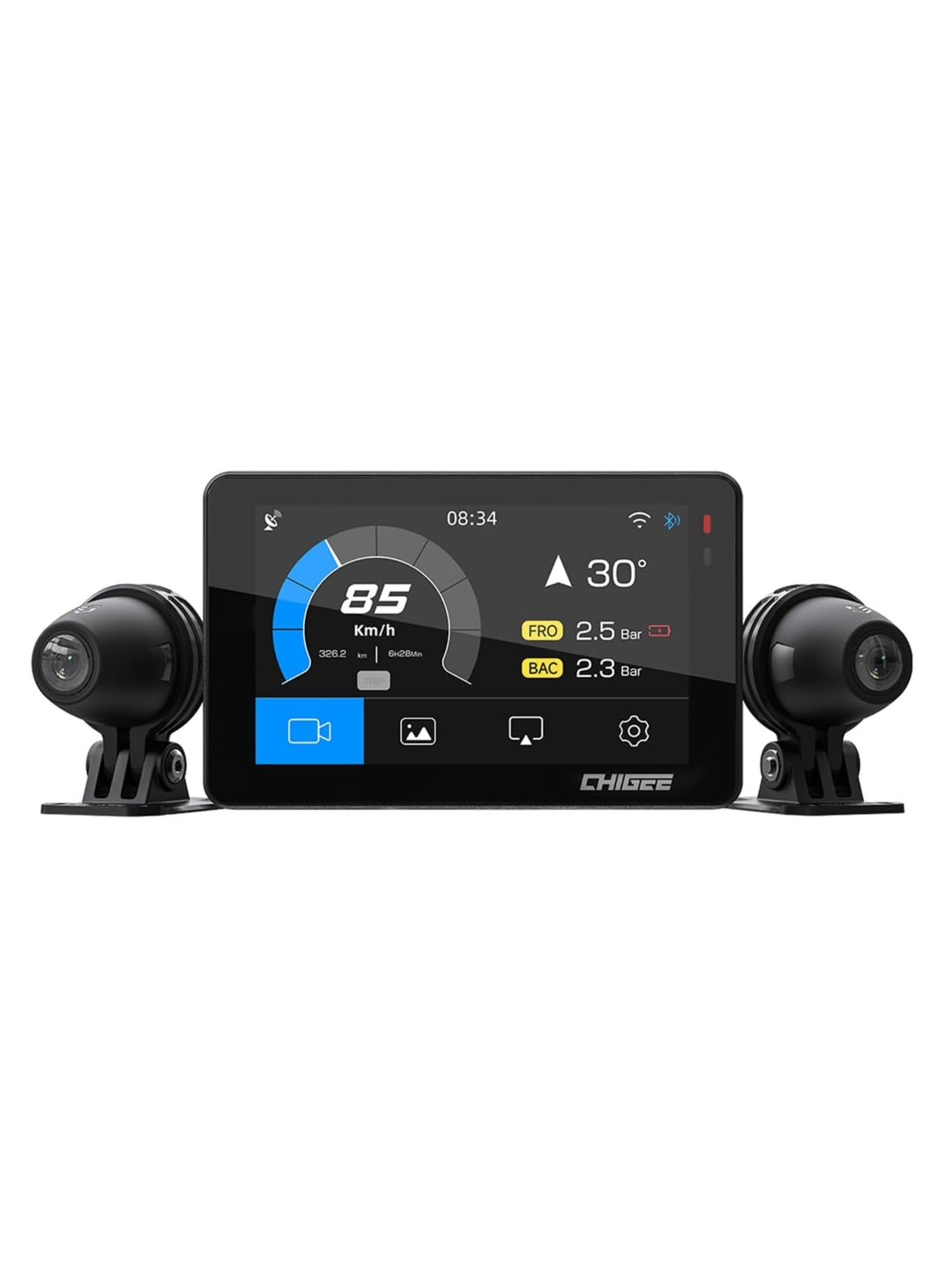 Compare CHIGEE XR2 DualDash Cam for Motorcycles, IP68 Waterproof, CarPlay & Android Auto, 4K HDR DualChannel Recording at KSA Price